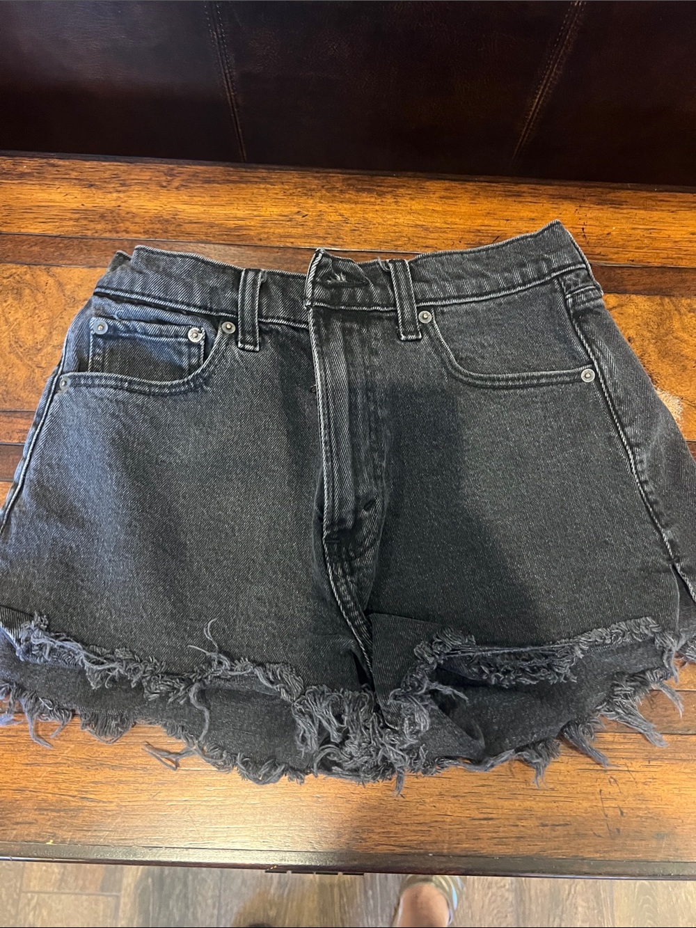 Abercrombie & Fitch Black Frayed Hem Denim Shorts
